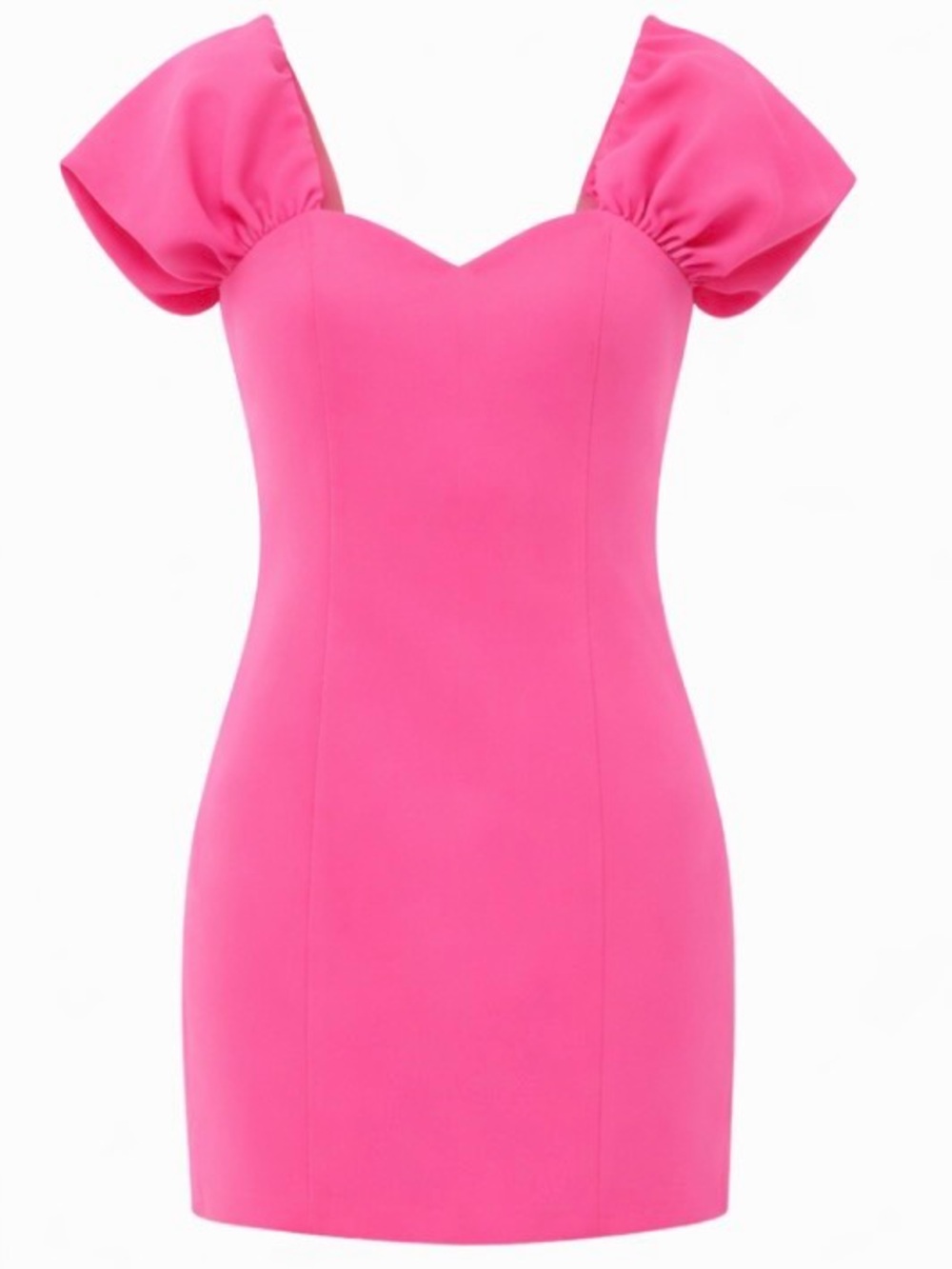 Zara Hot Pink Puff Sleeve Mini Dress Sweetheart Neckline Barbiecore Size L NWT - Picture 3 of 16
